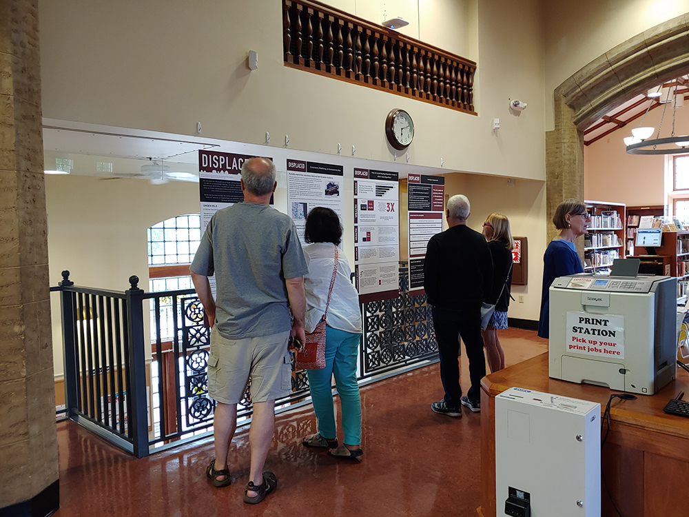 About 40 people came to the Linden Hills Library on June 11 for the opening of a month-long exhibit on the neighborhood’s history of expelling black and indigenous people. Submitted photo